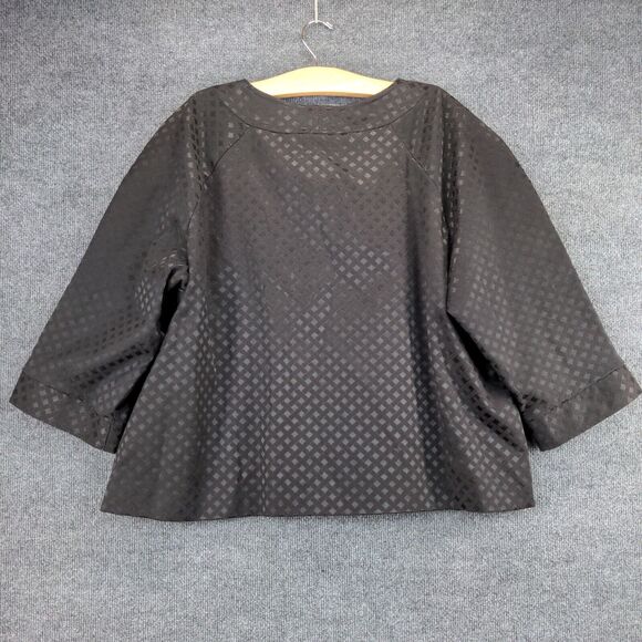 Covington Womens Blouse Top Sz 20-22W Black Crosshatch Pattern Shirt Snaps - Picture 3 of 12